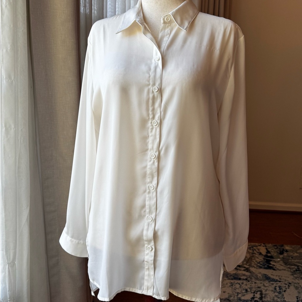 Elegant White Button-Up Blouse